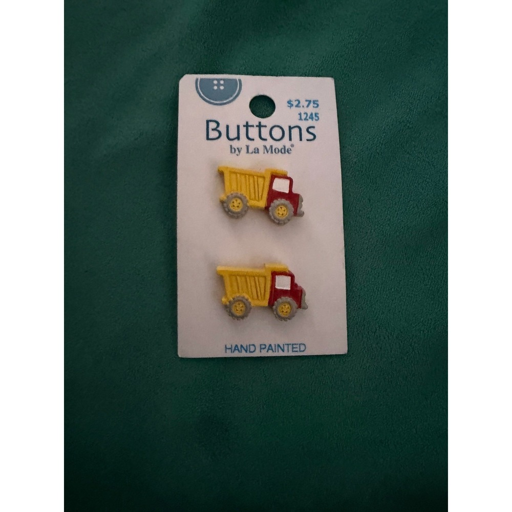Buttons By La Mode Red Yellow Dump Truck Shank Buttons Set Of 2